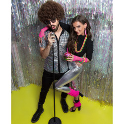 Disco návleky na nohy v neónovo ružovej farbe